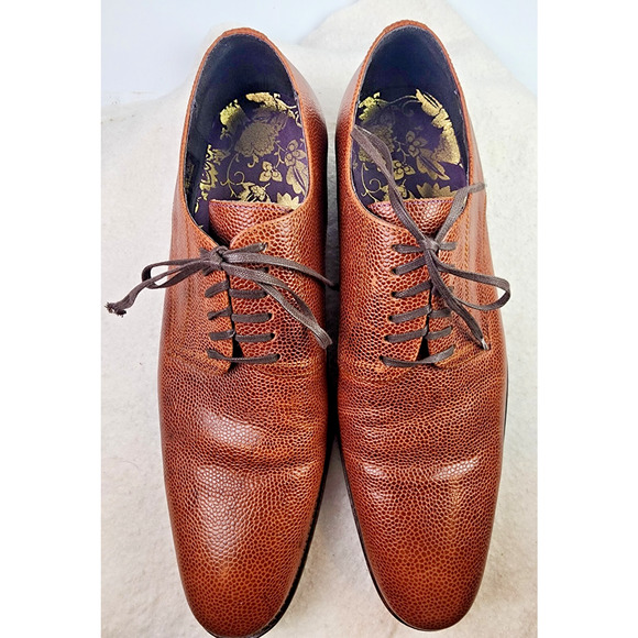 Kenneth Cole Formal or Casual Leather Brown Pebble Texture Lace Up Shoes Sz 10 - Picture 8 of 14